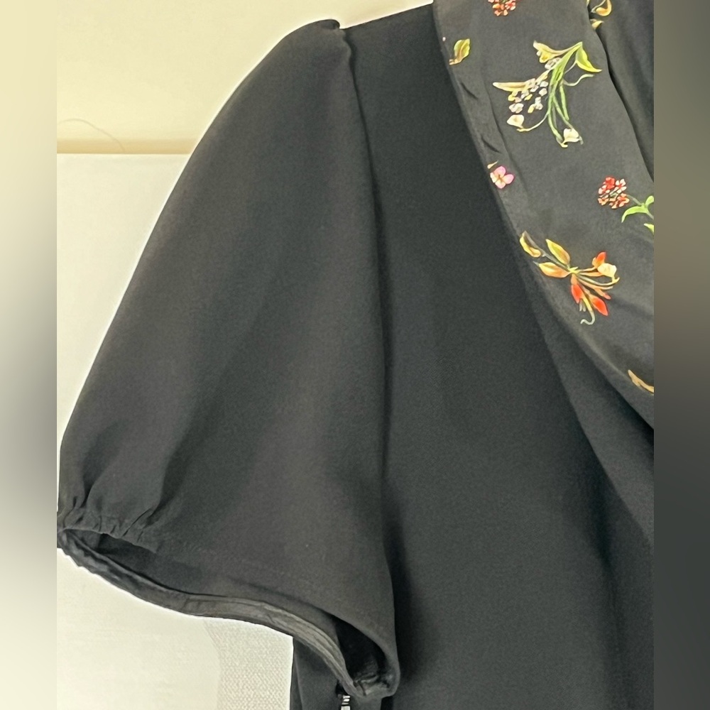 Beymen Club Women’s Long Black Floral Hooded 1/3 Front Zip Dress Size 38 - (M)